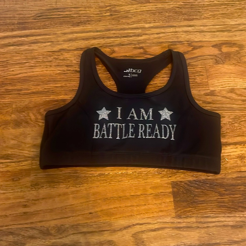 Bcg black sports bra “I am battle ready”